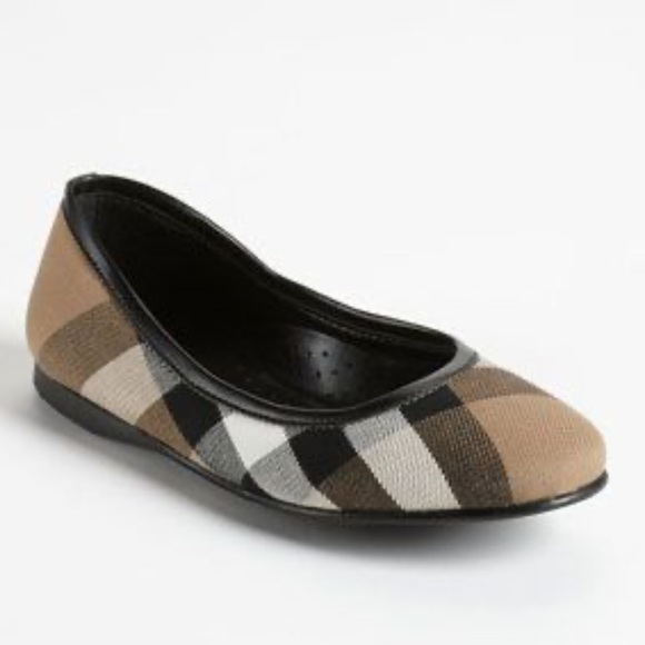 Burberry Adelle Nova Check Ballet Flats Shoes Leather Girls Cotton Logo Plaid 12 - Picture 1 of 16